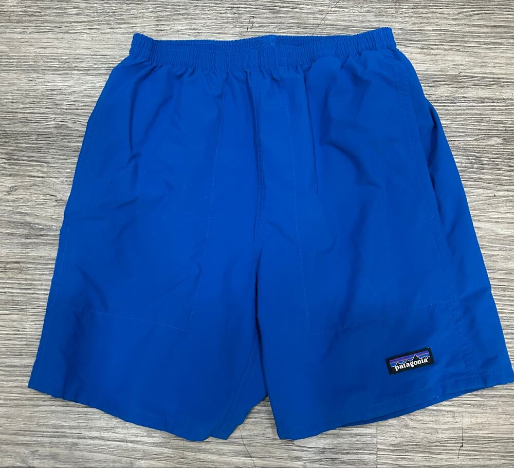 Men's Patagonia Baggies Shorts 5" Blue Elastic Waist Swim Trunks Pockets Size XS